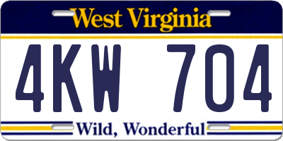 WV license plate 4KW704