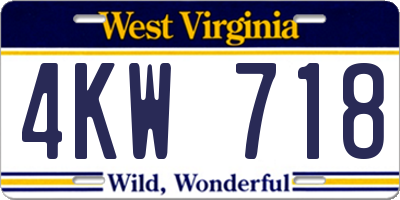 WV license plate 4KW718