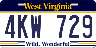 WV license plate 4KW729