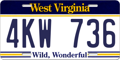 WV license plate 4KW736