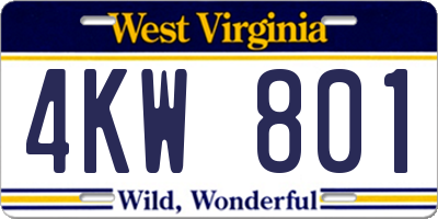 WV license plate 4KW801