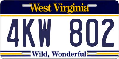 WV license plate 4KW802