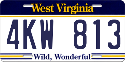 WV license plate 4KW813