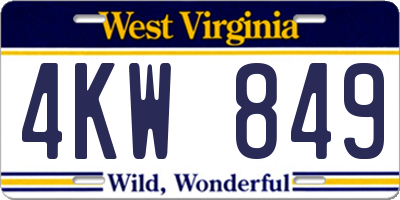 WV license plate 4KW849