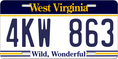 WV license plate 4KW863