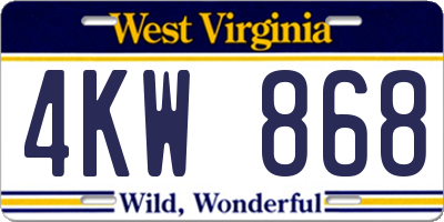 WV license plate 4KW868