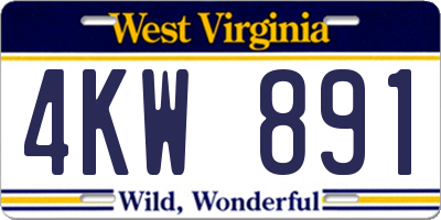WV license plate 4KW891