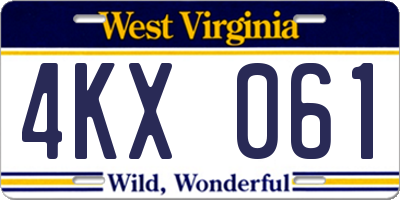 WV license plate 4KX061