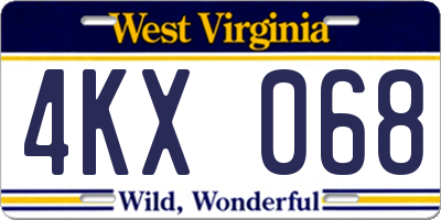 WV license plate 4KX068