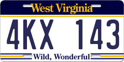 WV license plate 4KX143