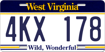 WV license plate 4KX178