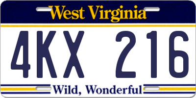 WV license plate 4KX216