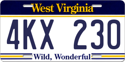 WV license plate 4KX230