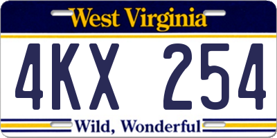 WV license plate 4KX254