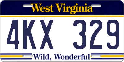 WV license plate 4KX329