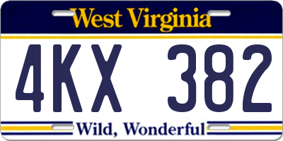 WV license plate 4KX382