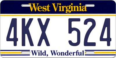 WV license plate 4KX524