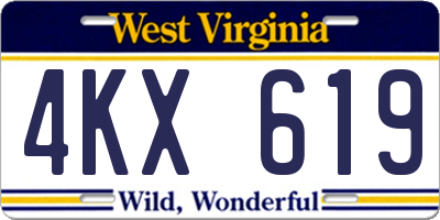 WV license plate 4KX619