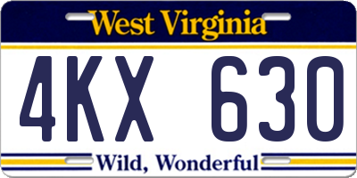 WV license plate 4KX630