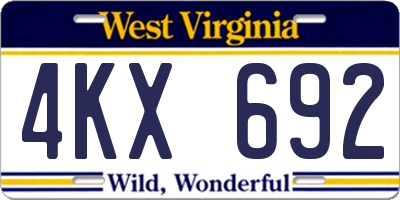 WV license plate 4KX692