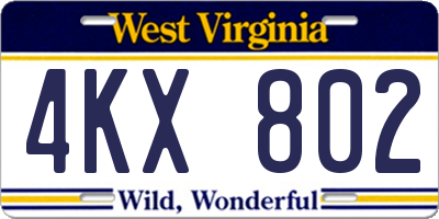 WV license plate 4KX802