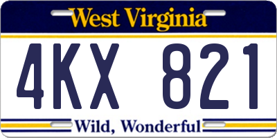 WV license plate 4KX821