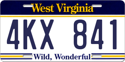 WV license plate 4KX841