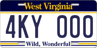 WV license plate 4KY000