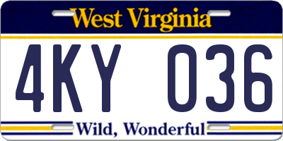 WV license plate 4KY036