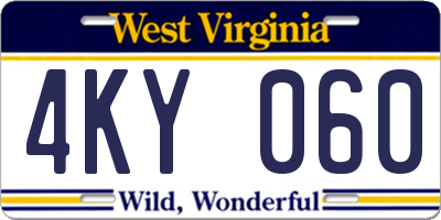 WV license plate 4KY060