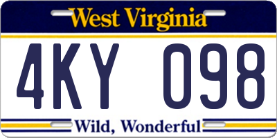 WV license plate 4KY098
