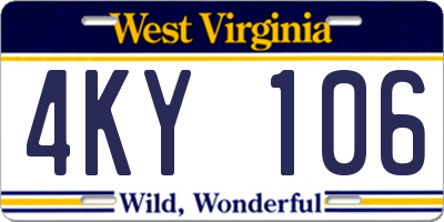 WV license plate 4KY106