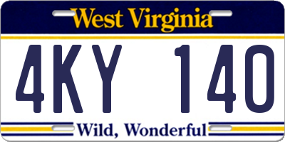 WV license plate 4KY140