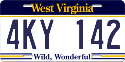 WV license plate 4KY142