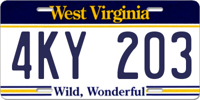 WV license plate 4KY203