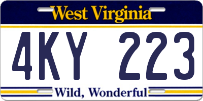 WV license plate 4KY223