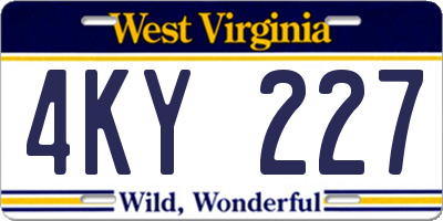 WV license plate 4KY227
