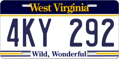 WV license plate 4KY292