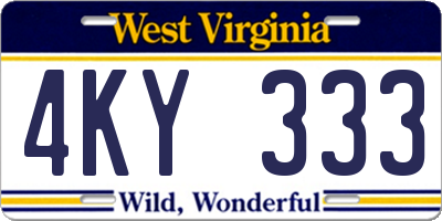 WV license plate 4KY333