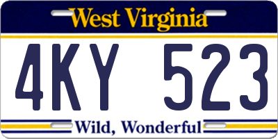 WV license plate 4KY523