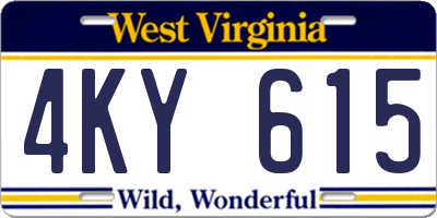 WV license plate 4KY615