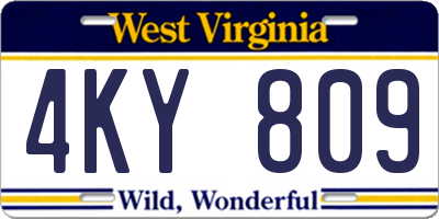 WV license plate 4KY809