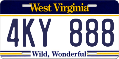 WV license plate 4KY888