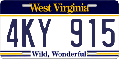 WV license plate 4KY915