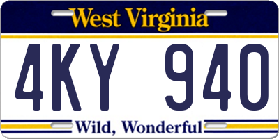 WV license plate 4KY940