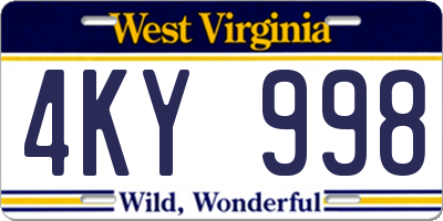 WV license plate 4KY998