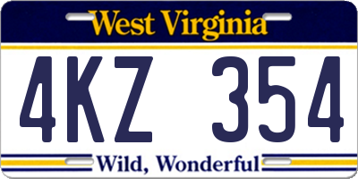WV license plate 4KZ354