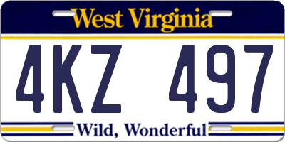 WV license plate 4KZ497