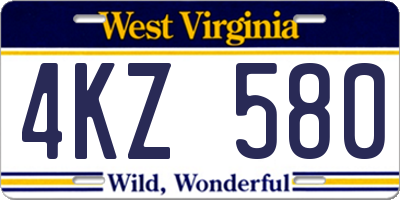 WV license plate 4KZ580