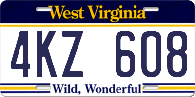 WV license plate 4KZ608